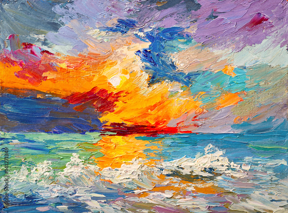 Oil painting of sea